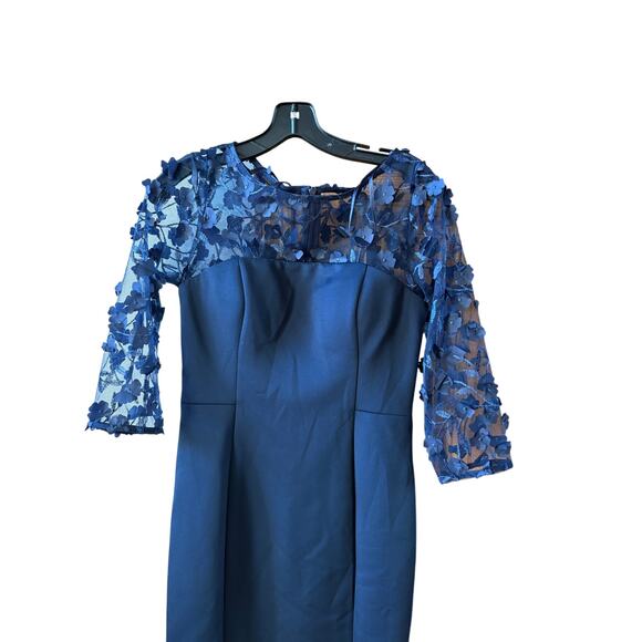 Eliza crepe scuba lace navy dress size 6 - Picture 7 of 10